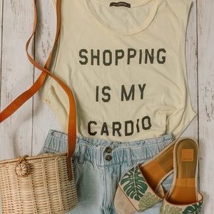 Wildfox “Shopping is My Cardio” Cotton Tee